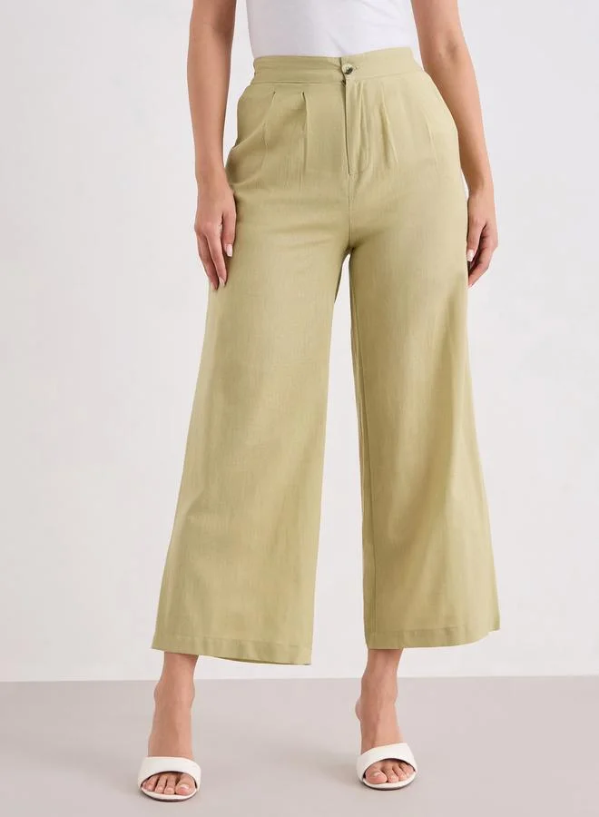 Styli Styli Green Casual Wide Leg Culottes