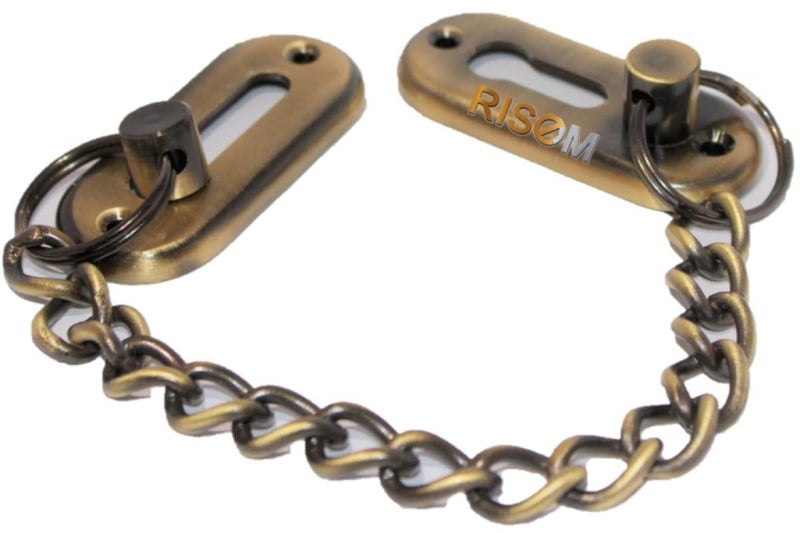 RiseOm Lite Door Chain Lock of BrassDoor Security Chain GuardLatch Lock for Inside Door Pack of 10 Antique Lite Chain - Image 1