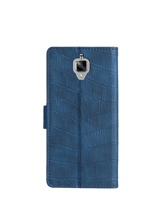 اس-توب جراب لهاتف OnePlus 3 مصنوع من جلد البولي يوريثان بملمس جلد التمساح مع مشبك مغناطيسي وغطاء قابل للطي أفقيًا مع حامل وفتحات للبطاقات ومحفظة - Image 3