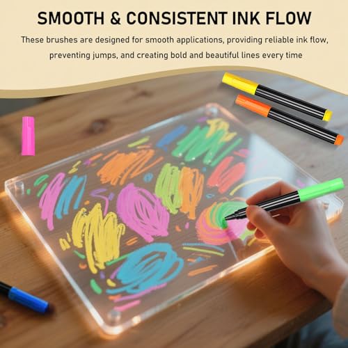 Unicelucky 12-Color Markers for LED Note Board with Colors, Compatible with Reusable Doodle Book, Light-Up Acrylic Message Boards,and LED Writing Boards, Neon Markers Erasable Pens (12) - Image 2
