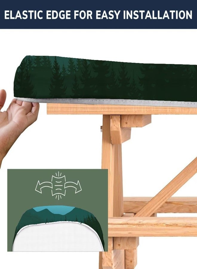 CAPSCEOLL Picnic Table Cover with Bench Covers Waterproof & Windproof Camping Tablecloth Elastic Outdoor Table Protector with Drawstring Bag for Camping Essentials, 72X30in, Green Mountain - Image 3