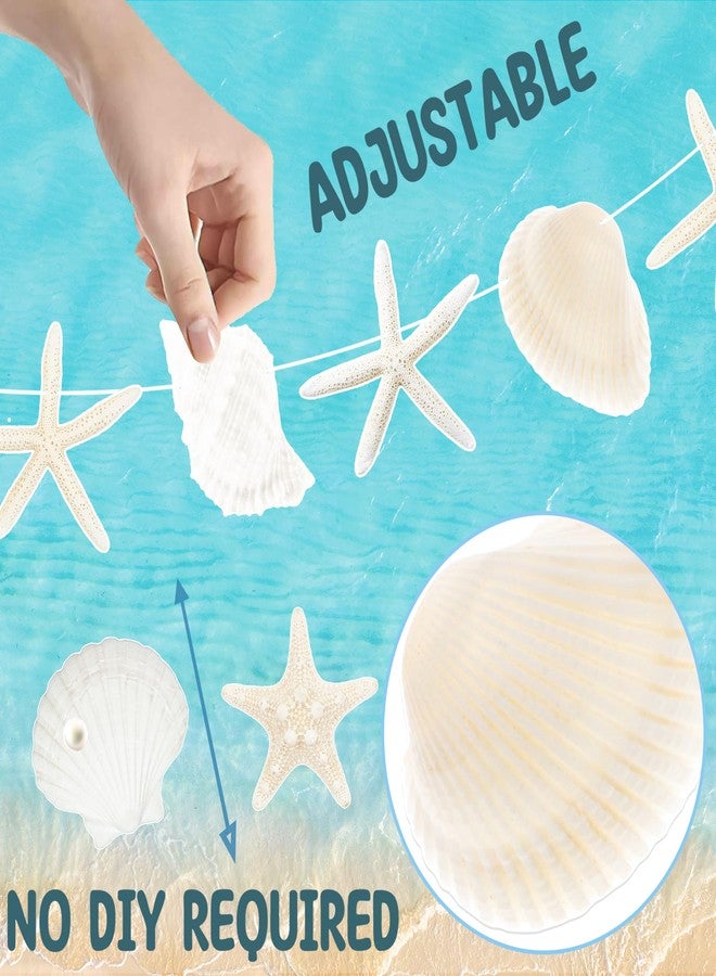 umoni Starfish Seashell Party Banners Beach Seashell Birthday Decorations 3PCS Ocean Coastal Nautical Party Banners Starfish Cutouts Hanging Banner Supplies for Under The Sea Mermaid Wedding Decor - Image 5
