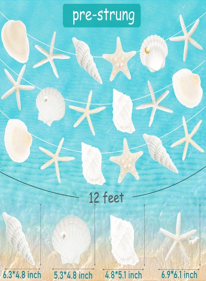 umoni Starfish Seashell Party Banners Beach Seashell Birthday Decorations 3PCS Ocean Coastal Nautical Party Banners Starfish Cutouts Hanging Banner Supplies for Under The Sea Mermaid Wedding Decor - Image 4
