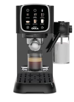arzum okka Solo Espresso Machine Semi Automatic 1628 Watt Pressure15 bar  Capacity: 1.1L liters OK0032-0500 Black/Silver  - Image 1