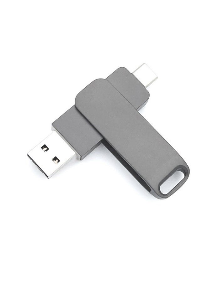 Type-c Mobile Computer USB Flash Disk High-speed Two-in-one Dual-use 256g Large Capacity Metal Lettering Solid State Disk-Color:White-Capacity:8GB  - Image 2