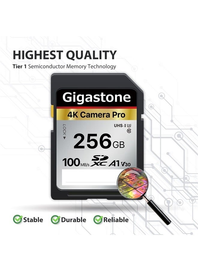 Gigastone 256GB SD Card V30 SDXC Memory Card High Speed 4K Ultra HD UHD Video Compatible with Canon Nikon Sony Pentax Kodak Olympus Panasonic Digital Camera, with 1 Mini case  - Image 2