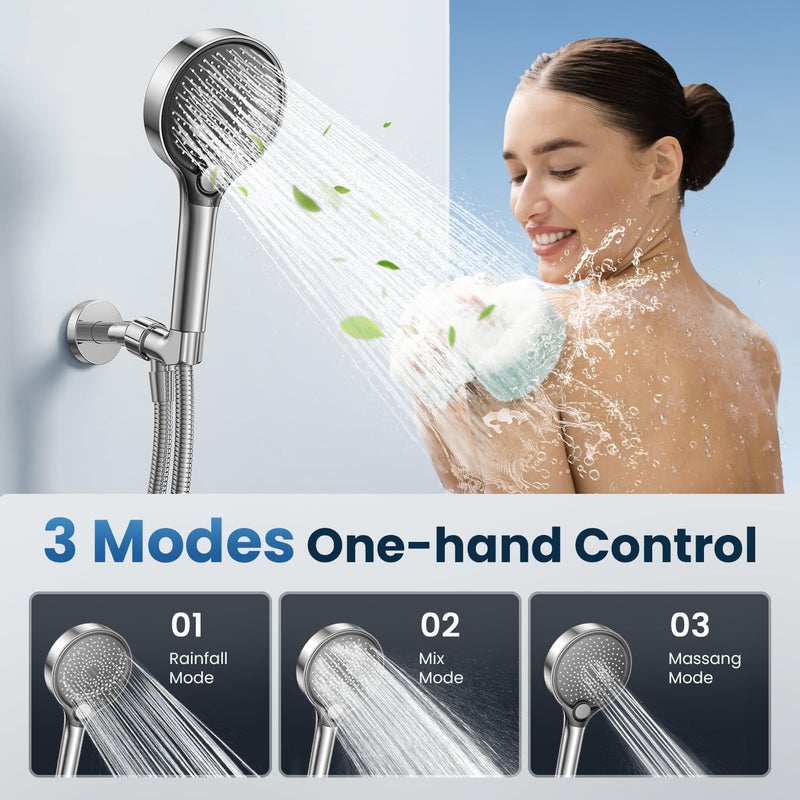 High-Grade Chrome Handheld Shower Head with 1.5M Hose – Multi-Function Spray Modes - Image 2