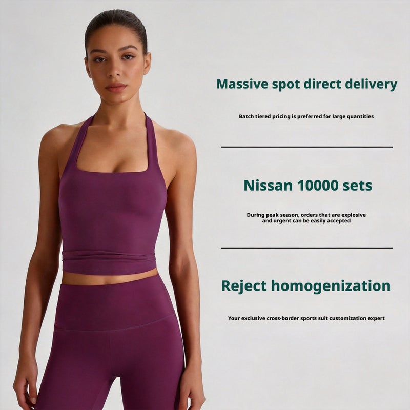 Women's Breathable Halter Neck Yoga Sports Bra Running Fitness Top 4150 - Image 2