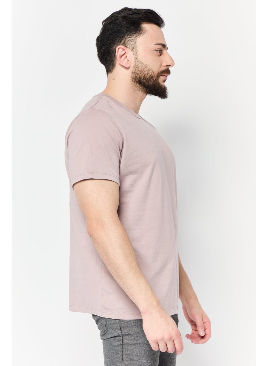 DOCKERS - Men Crew Neck Short Sleeves Brand Logo T-Shirt, Dusty Pink - Image 1