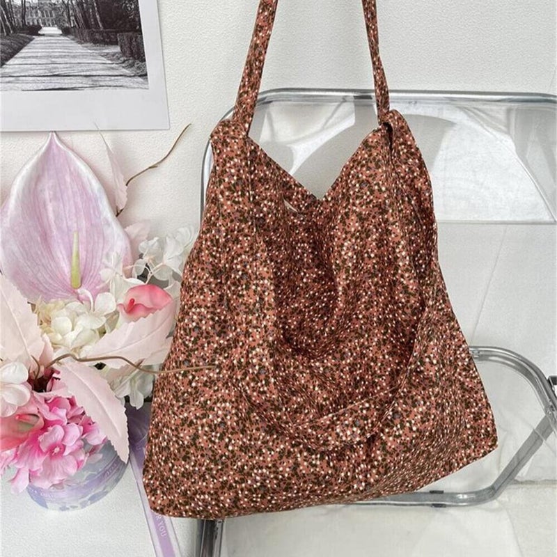 South Korea Dongdaemun New Style Fresh Floral Canvas Bag Women'S Street All-Match Underarm Bag Shoulder Bag Large Capacity Women'S Bag - Image 3