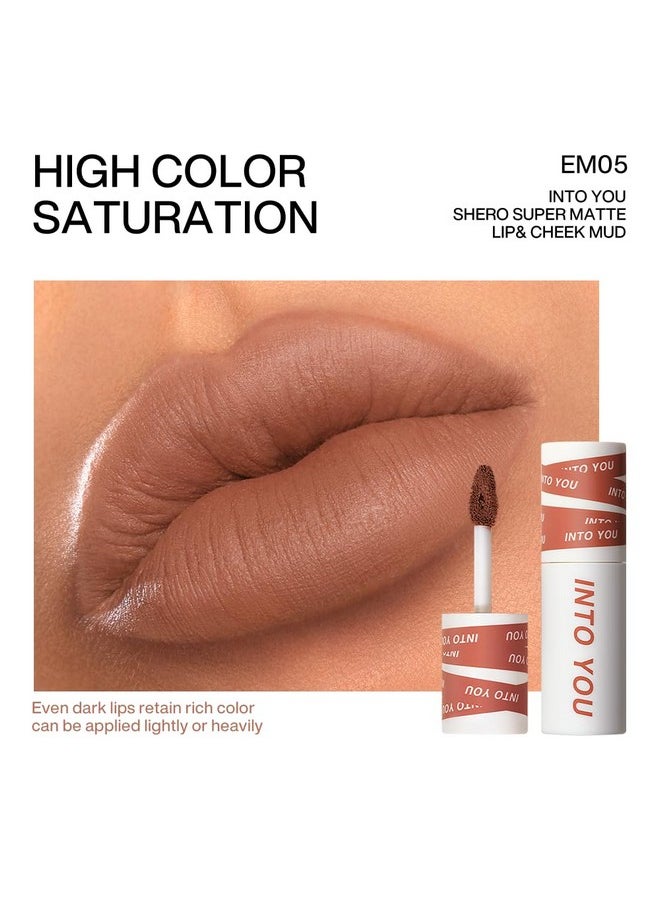 Matte Lipstick Lip Mud, Waterproof Long Lasting Smudge Proof Velvet Lip Stains, Multi-Purpose For Lip And Cheek, Non-Stick Cup Not Fade Lip Gloss Makeup Cosmetics Official Directly (Em05)