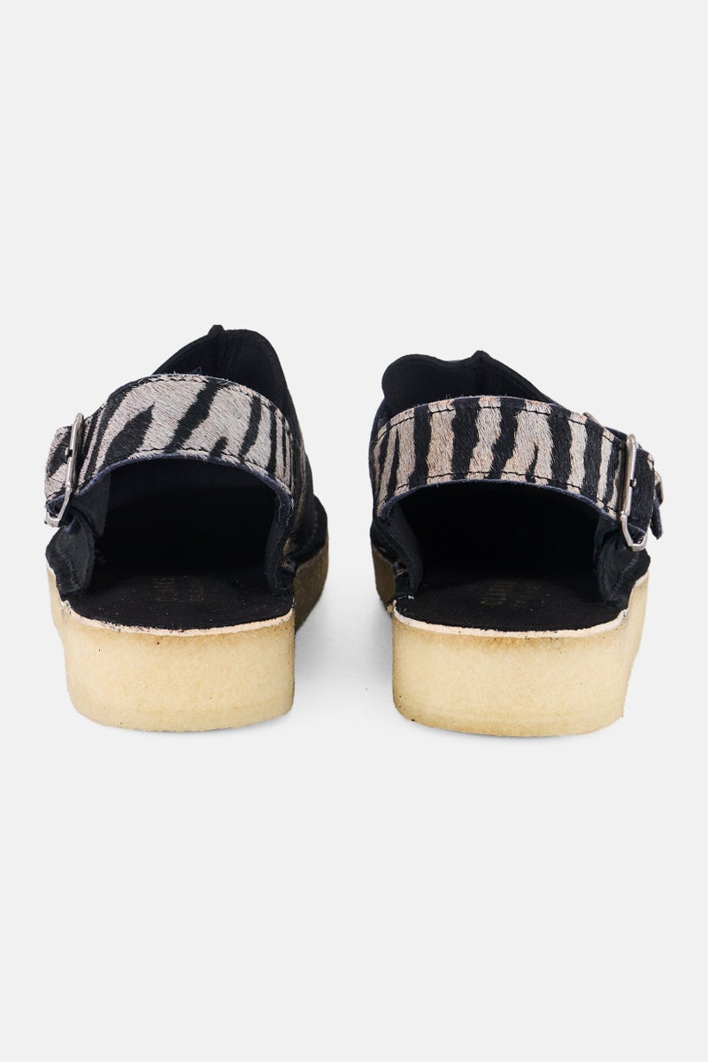 clarks Women Standard Trek Zebra Print Adjustable buckle Clogs, Black - Image 4