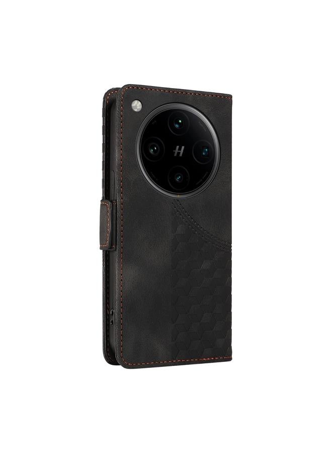 اس-توب جراب هاتف OPPO Find X8 Pro من الجلد المنقوش بنقشة معينية مرصعة بالنجوم - Image 3