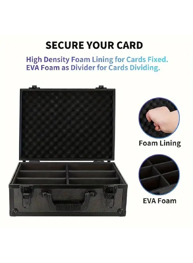 Large Capacity 1 Pack 6 Compartment Trading Card Organizer Durable Aluminum Alloy Waterproof Storage Box With Anti Slip Rubber Feet And Secure Latches For Sports Basketball Anime Cards Protective Foam Interior Sleek Black Exterior - Image 4