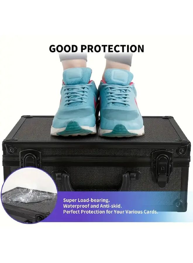 Large Capacity 1 Pack 6 Compartment Trading Card Organizer Durable Aluminum Alloy Waterproof Storage Box With Anti Slip Rubber Feet And Secure Latches For Sports Basketball Anime Cards Protective Foam Interior Sleek Black Exterior - Image 5