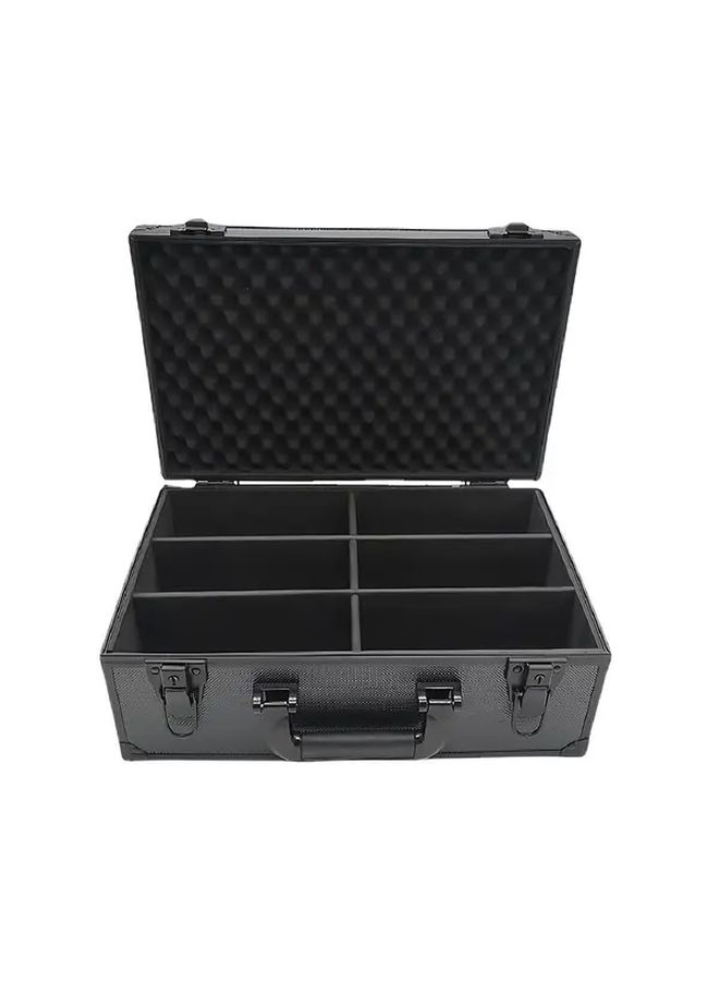 Large Capacity 1 Pack 6 Compartment Trading Card Organizer Durable Aluminum Alloy Waterproof Storage Box With Anti Slip Rubber Feet And Secure Latches For Sports Basketball Anime Cards Protective Foam Interior Sleek Black Exterior - Image 1