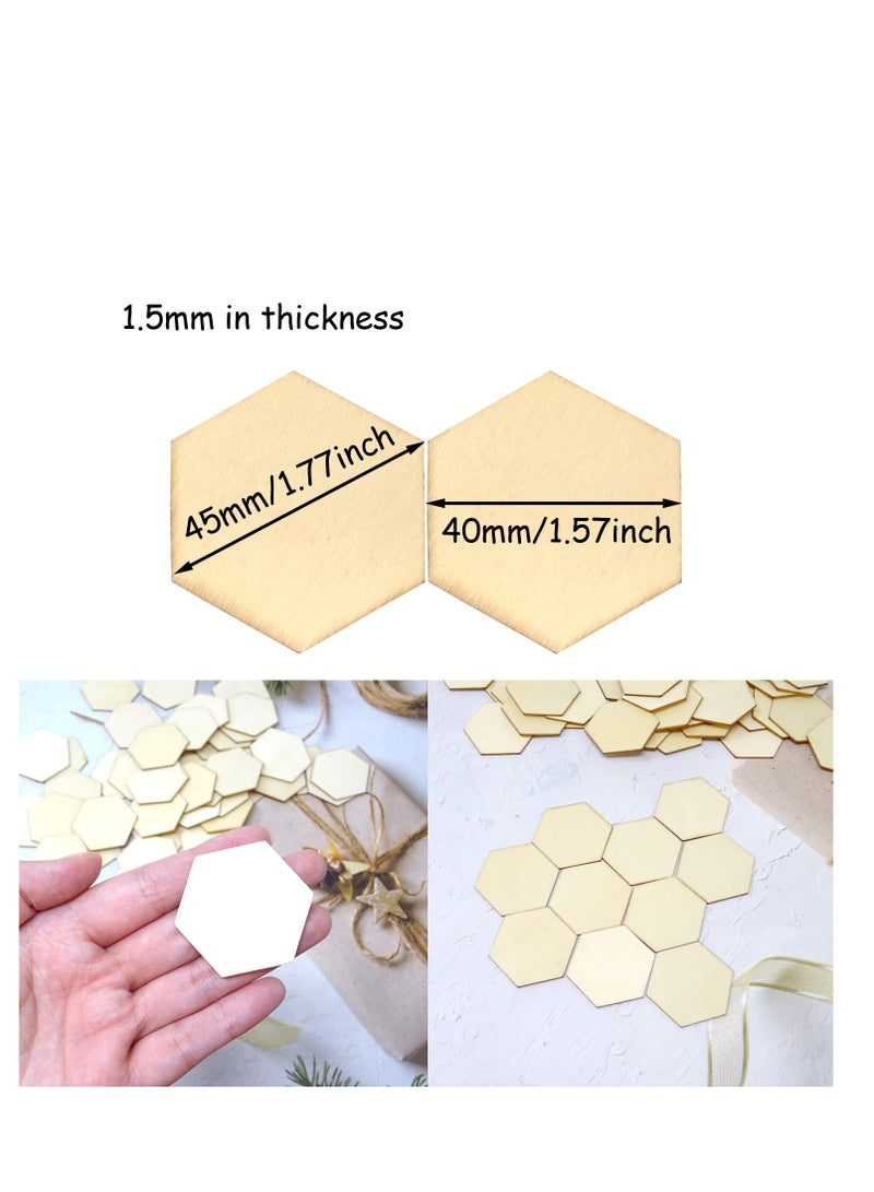 SYOSI 100 Pcs 40mm Hexagon Blank Unfinished Wood Slices for DIY Crafts Home Decoration Games Early Childhood Education - Image 2