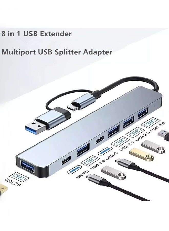 إتش إل تيك يو إس بي سي محور، 8 في 1 نوع سي محور متعدد المنافذ مهايئ مع توصيل طاقة 4K/يو إس بي سي/إيثرنت/2 يو إس بي/إس دي/تي إف قارئ بطاقة متوافق مع أجهزة ماك بوك برو/لينوفو/ديل/إتش بي/إكس بي ساند المزيد من النوع سي - Image 2