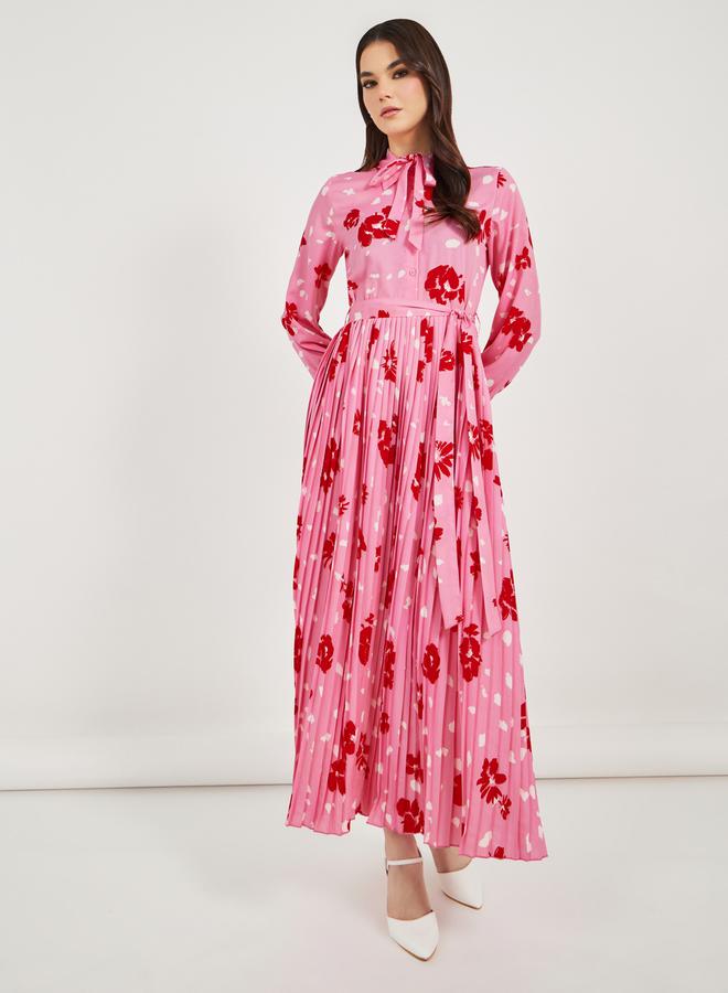 Styli Floral Pleated Midi Dress  - Image 3