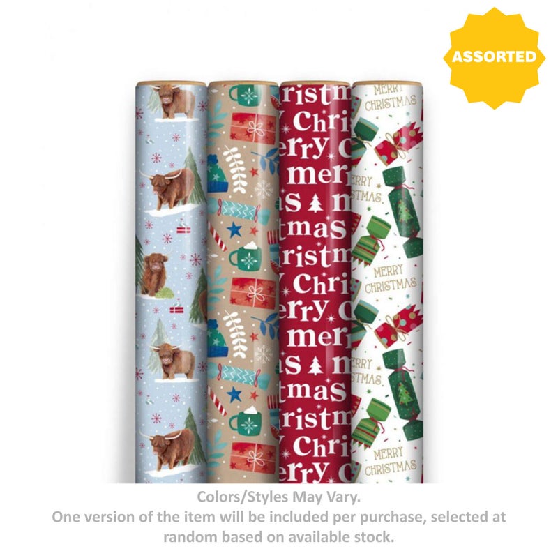 Eurowrap Merry Christmas Gift Roll Wrap (4 m, Assorted) - Image 2
