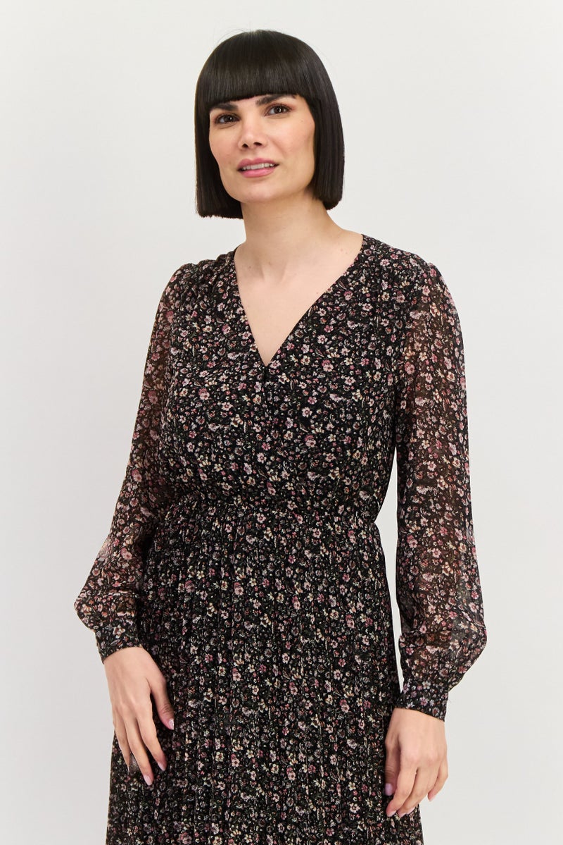 Pepe Jeans Women Floral Print Midi Dress, Black - Image 2