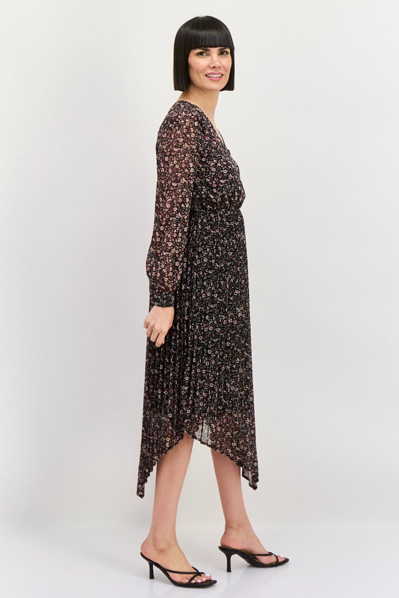 Pepe Jeans Women Floral Print Midi Dress, Black - Image 3