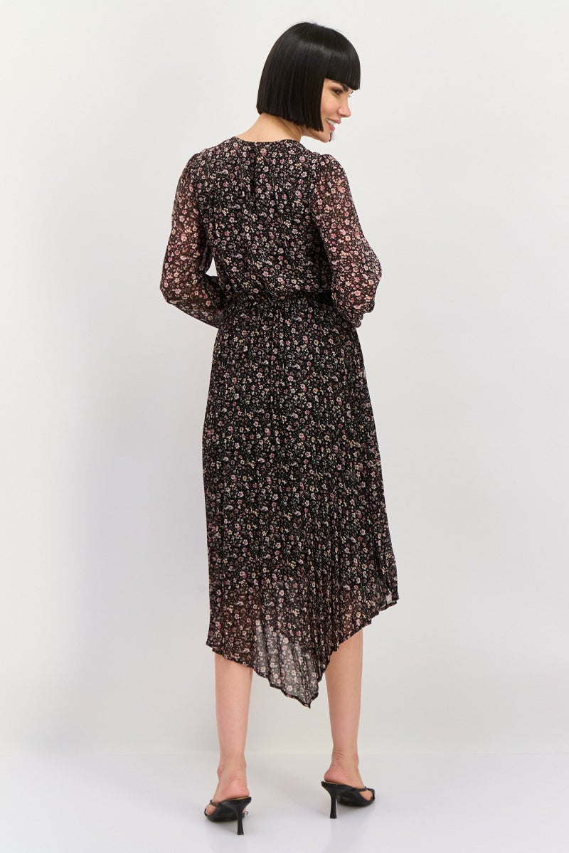 Pepe Jeans Women Floral Print Midi Dress, Black - Image 4