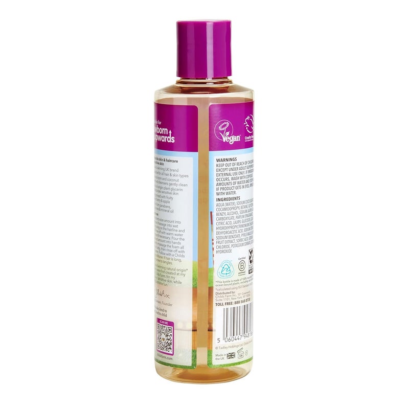 Childs Farm Kids Hair  Body Wash for Dry Sensitive Skin Blackberry  Organic Apple Gently Cleanses Vegan CrueltyFree 84 Fl Oz - Image 2