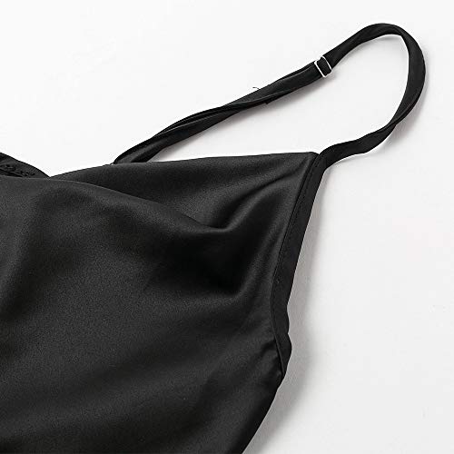 Miessial Women's Spaghetti Straps V Neck Satin Camisole Sleeveless Soft Tank Tops Black 14 - Image 5