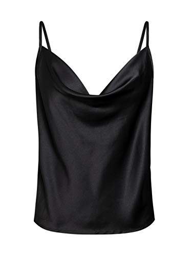 Miessial Women's Spaghetti Straps V Neck Satin Camisole Sleeveless Soft Tank Tops Black 14 - Image 4