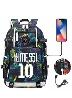MESS Sports Football Star Printed Youth Leisure Travel Backpack 