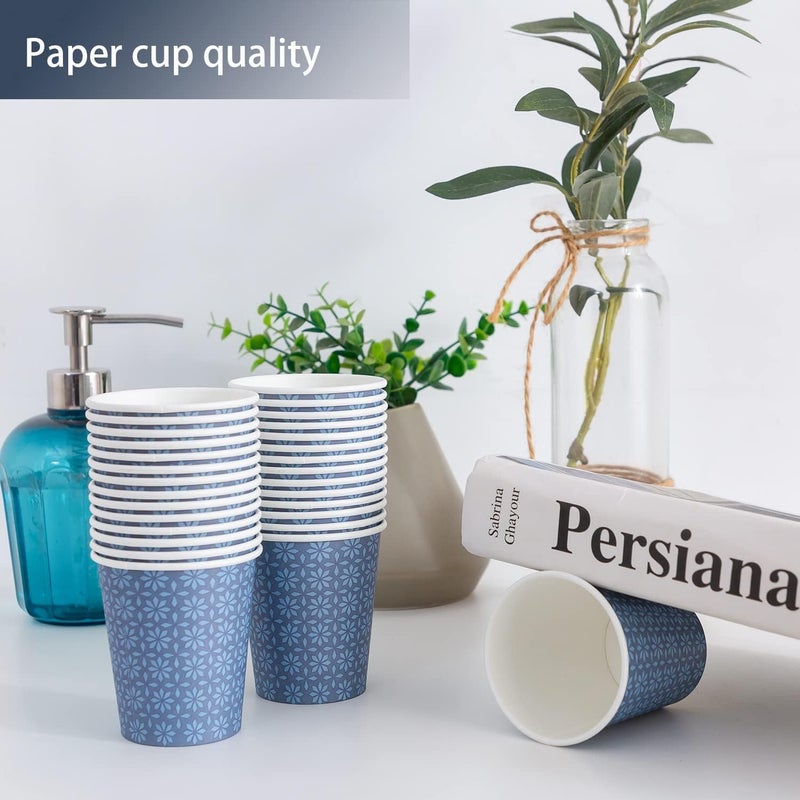 Clawsoff 600 Pack 3oz Paper Cups, Disposable Bathroom Navy Floral Small Mouthwash Cups 3 OZ for Barth, Parties, Picnics, Barbecues, Travel and Events. - Image 2