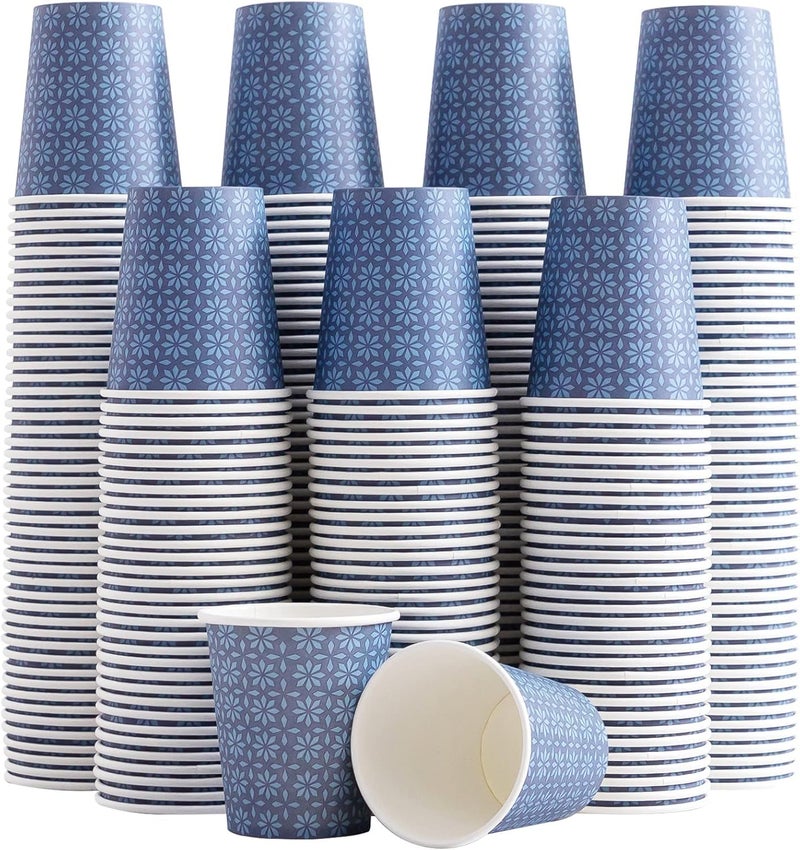 Clawsoff 600 Pack 3oz Paper Cups, Disposable Bathroom Navy Floral Small Mouthwash Cups 3 OZ for Barth, Parties, Picnics, Barbecues, Travel and Events. - Image 1