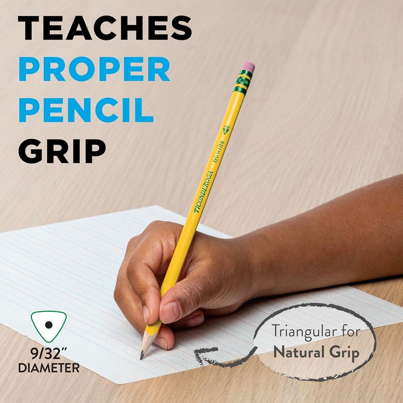 Ticonderoga Dixon Ticonderoga Tri-Write Wooden Pencils, #2 HB Soft Lead, 8 Count - Image 4