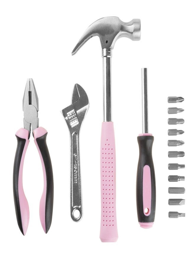Stalwart 15-Piece Household Hand Tool Set with Carry Case – Tool Kit with Screwdrivers, Pliers, and Wrenches – Great for Home or Car (Pink) - Image 4