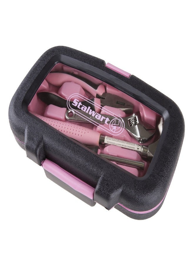 Stalwart 15-Piece Household Hand Tool Set with Carry Case – Tool Kit with Screwdrivers, Pliers, and Wrenches – Great for Home or Car (Pink) - Image 2