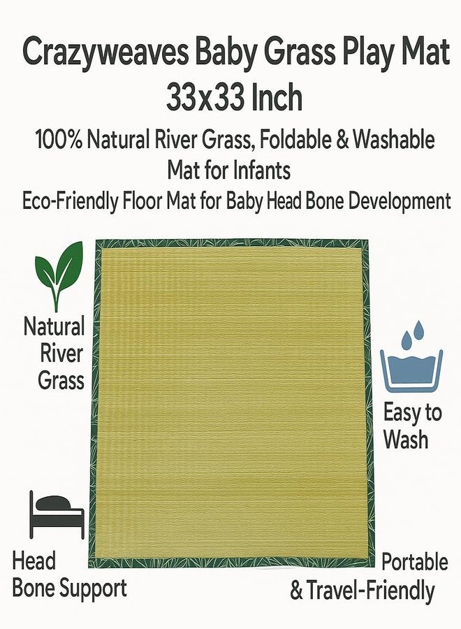 Crazyweaves Baby Grass Play Mat - 33x33 Inch | 100% Natural River Grass, Foldable & Washable Mat for Infants | Eco-Friendly Floor Mat for Baby Head Bone Development - Image 5