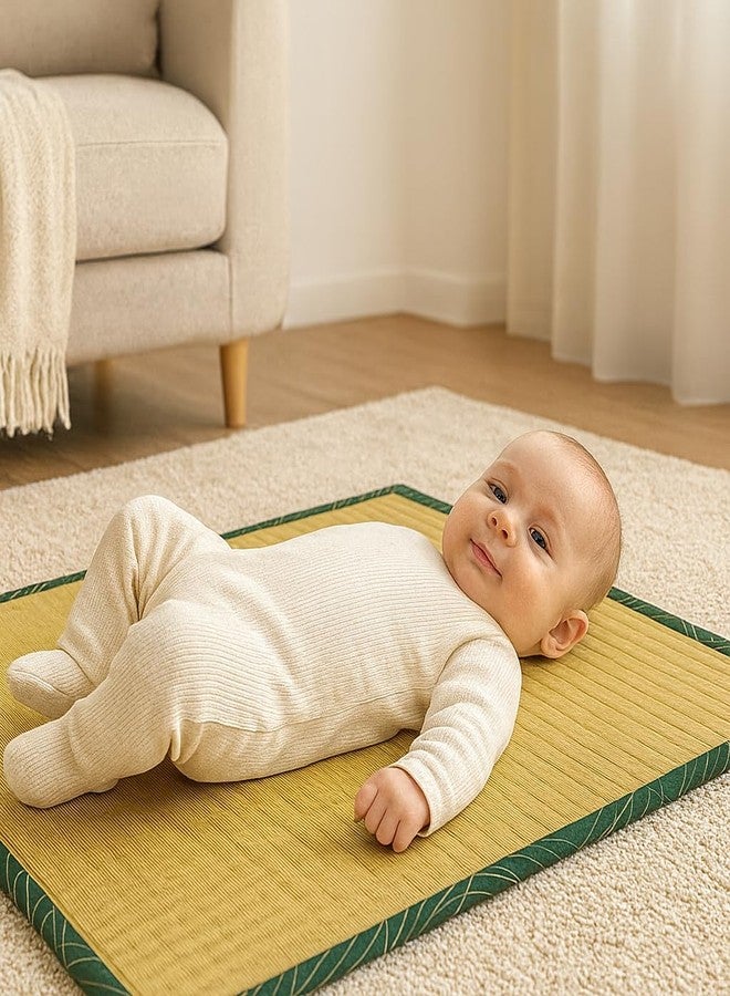 Crazyweaves Baby Grass Play Mat - 33x33 Inch | 100% Natural River Grass, Foldable & Washable Mat for Infants | Eco-Friendly Floor Mat for Baby Head Bone Development - Image 1