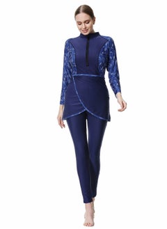 NIBEMINENT 3-Piece Women Conservative Swimsuit Set Muslim Sun Protection Split Design Beachwear Skirt  - Image 1