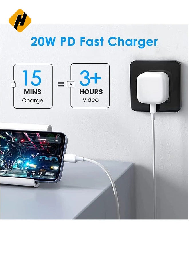 20W PD Type C Power Block Wall Charger Plug Adapter with 1M USB-C to Lightning Cable Compatible with iPhone 14/13/11/X/XS/iPad