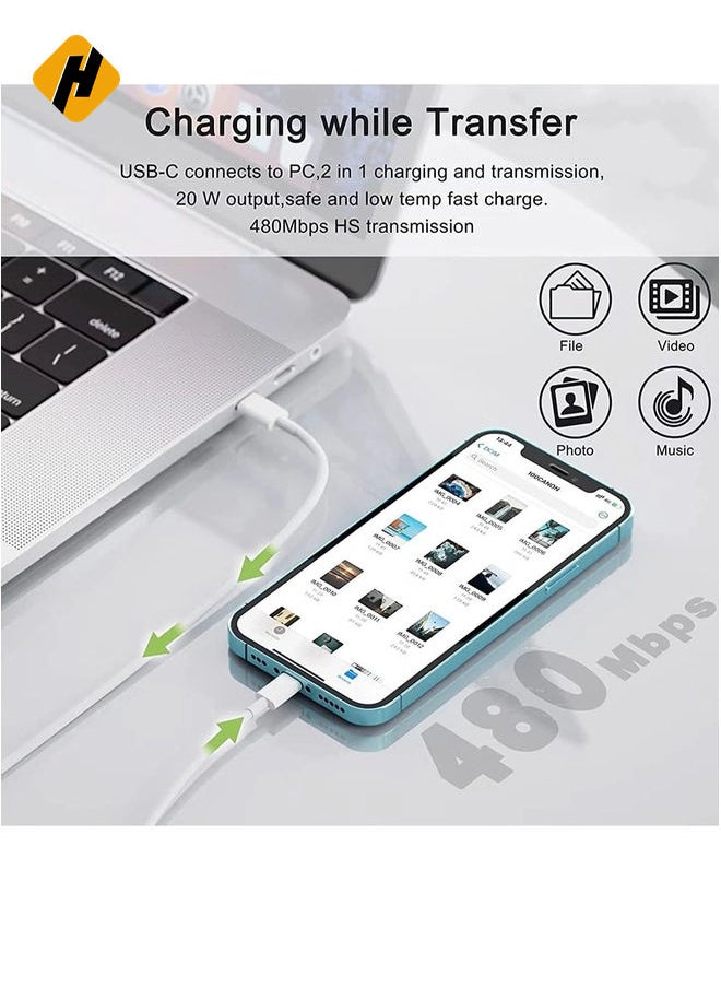 20W PD Type C Power Block Wall Charger Plug Adapter with 1M USB-C to Lightning Cable Compatible with iPhone 14/13/11/X/XS/iPad