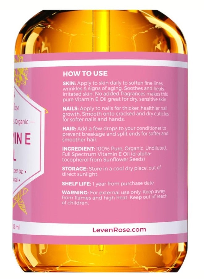 Leven Rose 100% Vitamin E Oil 75,000 IU per oz 100% Natural, Organic, Pure Vitamin E Oil for Skin, Face, Hair, Nails 1oz - Image 5