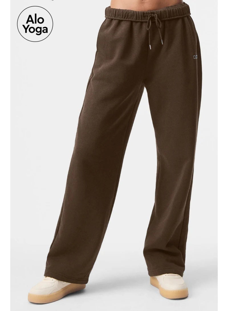 Alo Yoga Soft Fleece Straight Leg Wide Sweatpants, Elastic Waist Drawstring Loose Trousers, Multi-scene Pants for Gym Pilates Walking Casual Daily Wear - Image 1