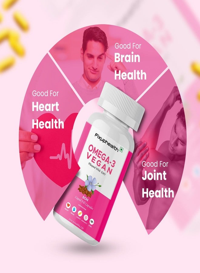 FIXUPHEALTH كبسولات فيكس أب هيلث أوميغا 3 مع بذور الكتان وزيت زهرة الربيع المسائية، مكمل غذائي لصحة الشعر والبشرة والمفاصل والدماغ والعضلات والقلب والعظام. 60 كبسولة نباتية سائلة مع زيت زهرة الربيع المسائية، عبوة واحدة. - Image 3