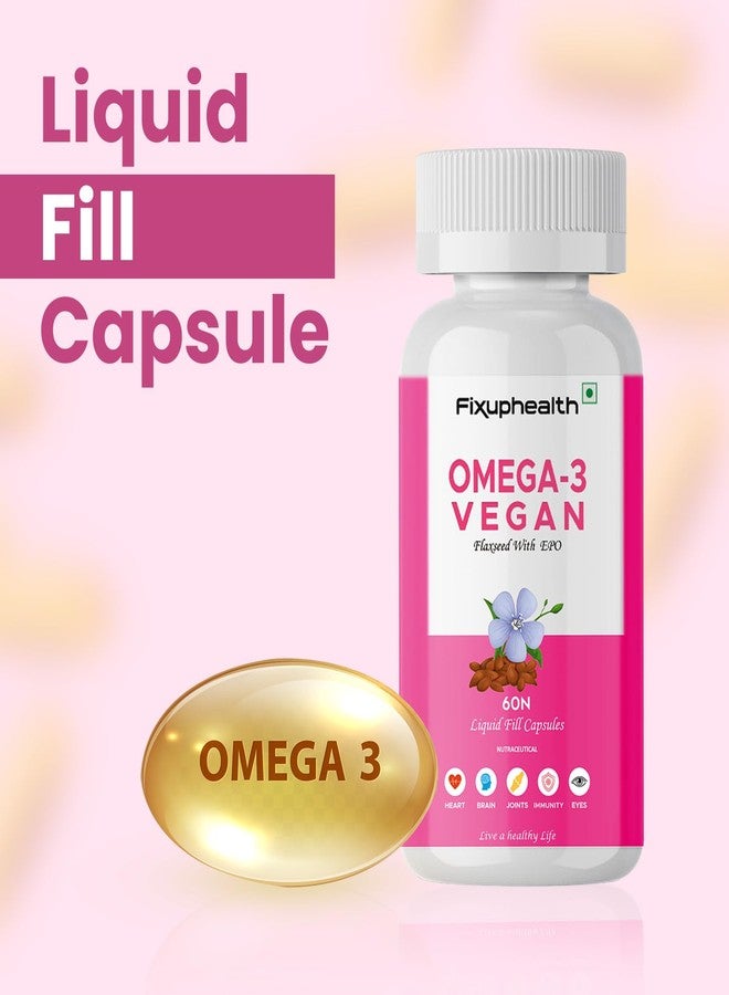 FIXUPHEALTH كبسولات فيكس أب هيلث أوميغا 3 مع بذور الكتان وزيت زهرة الربيع المسائية، مكمل غذائي لصحة الشعر والبشرة والمفاصل والدماغ والعضلات والقلب والعظام. 60 كبسولة نباتية سائلة مع زيت زهرة الربيع المسائية، عبوة واحدة. - Image 4