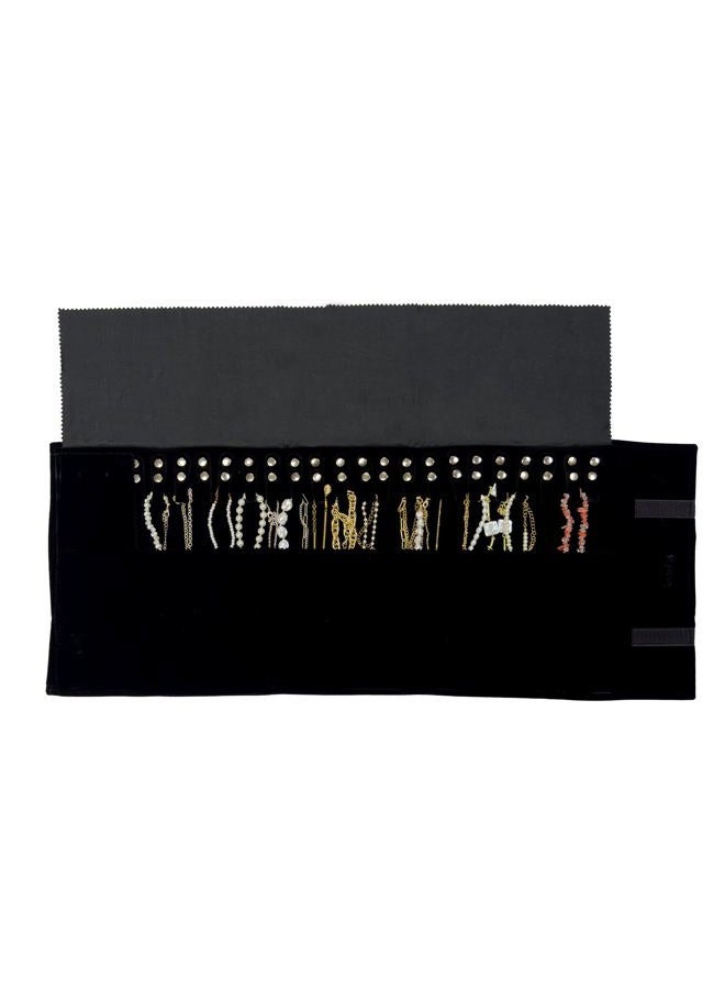 UnionPlus Velvet Travel Jewelry Roll Bag Organizer for Necklaces, Elastic Band and Anti-winding, Large, Black - Image 5