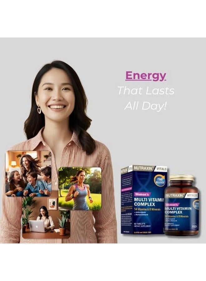 NUTRAXIN Women's Multivitamin Mineral Complex Complete Daily Supportwith 14 Vitamins 10 Minerals Energy Immunity Bone Health Non GMO Gluten Free 60 Tablets - Image 2