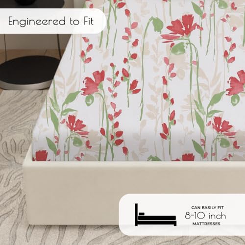 Plumora Single Bed Cotton Bedsheet with 1 Pillow Cover, 100% Pure Cotton Single Bedsheet 60×90 Inches, 240 TC Soft Breathable Floral Bed Sheet – (Cherry Flora) - Image 4