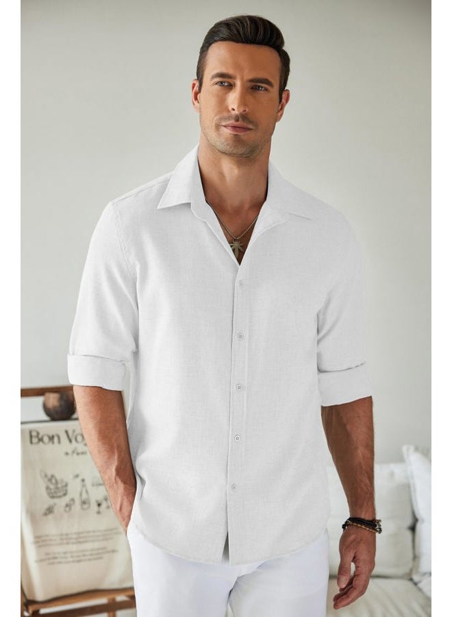 COOFANDY Men's Casual Button Down Shirt Long Sleeve Untucked Chambray Shirt Wrinkle Free Dress Shirts - Image 3