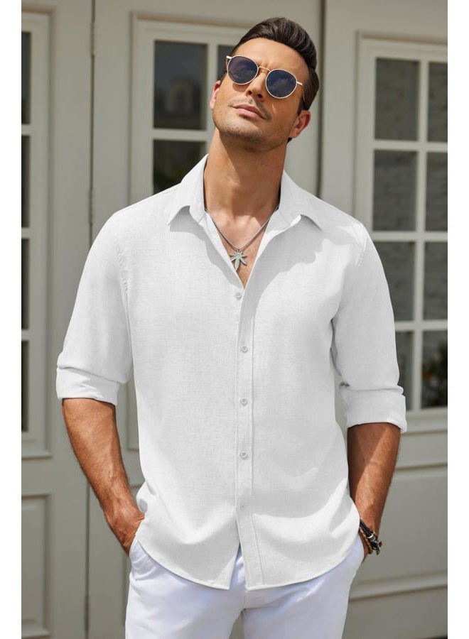 COOFANDY Men's Casual Button Down Shirt Long Sleeve Untucked Chambray Shirt Wrinkle Free Dress Shirts - Image 2